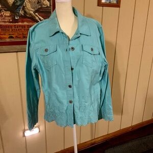 JM womans light turquoise jacket